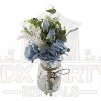 Dusty Blue Roses Table Centerpiece