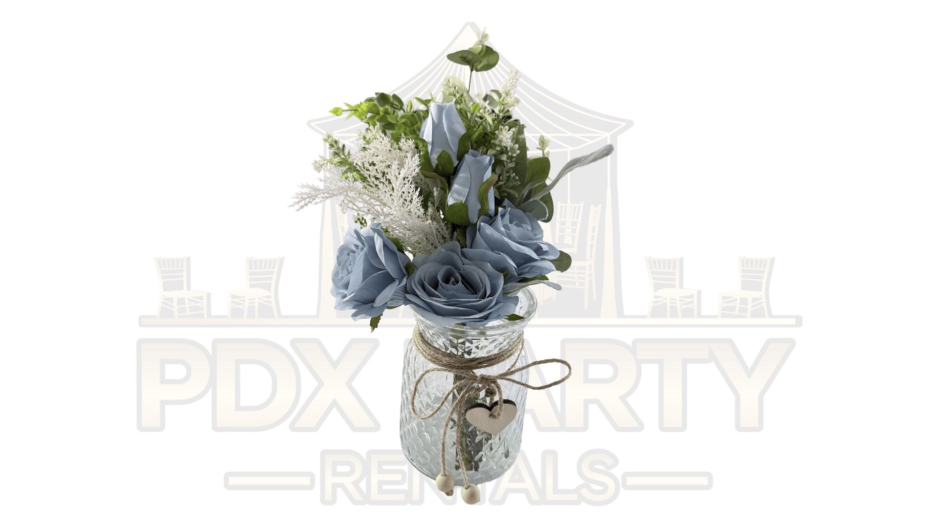 Dusty Blue Roses Table Centerpiece